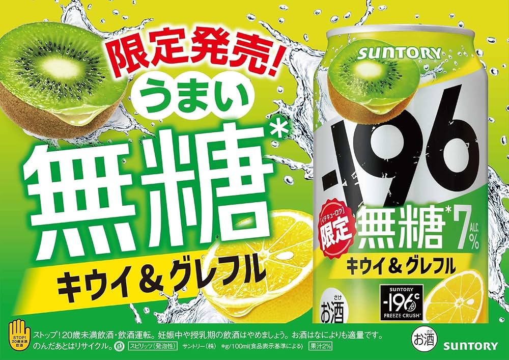 サントリー無糖グレープフルーツ７２本 196無糖 ダブルグレープフルーツ ALC.7％ ( 350ml×24本 )/ -196